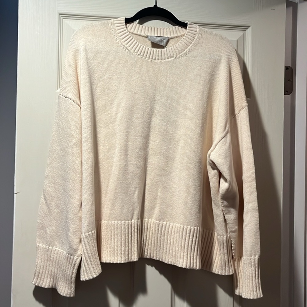 NWT EVERLANE organic Cotton Square Crewneck sweater canvas cream womans XS - Picture 2 of 4